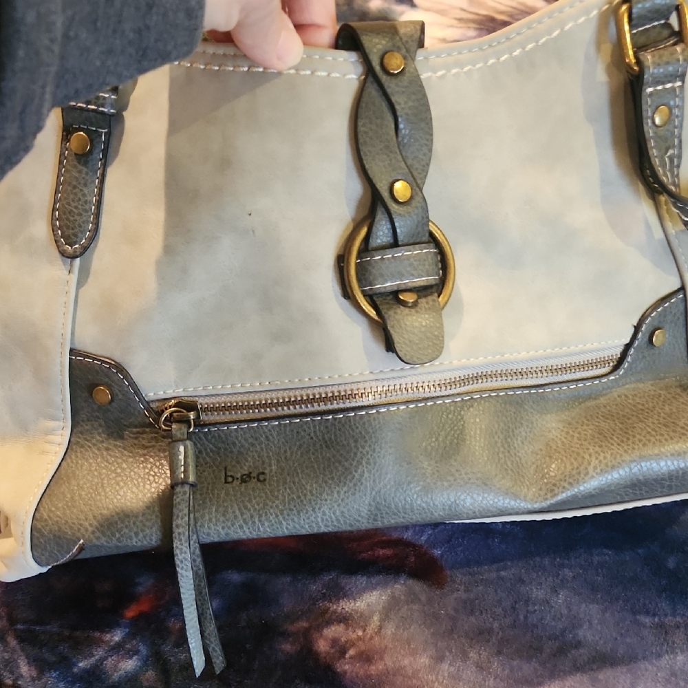 b.o.c. Two-Tone Gray and Cream Shoulder Bag